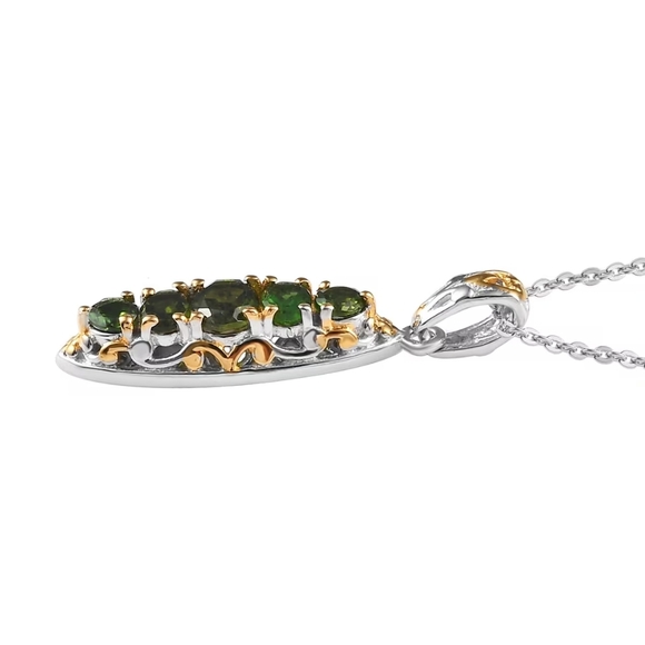 Tanzanian Chrome Tourmaline Elongated Pendant & Necklace. - Picture 5 of 8
